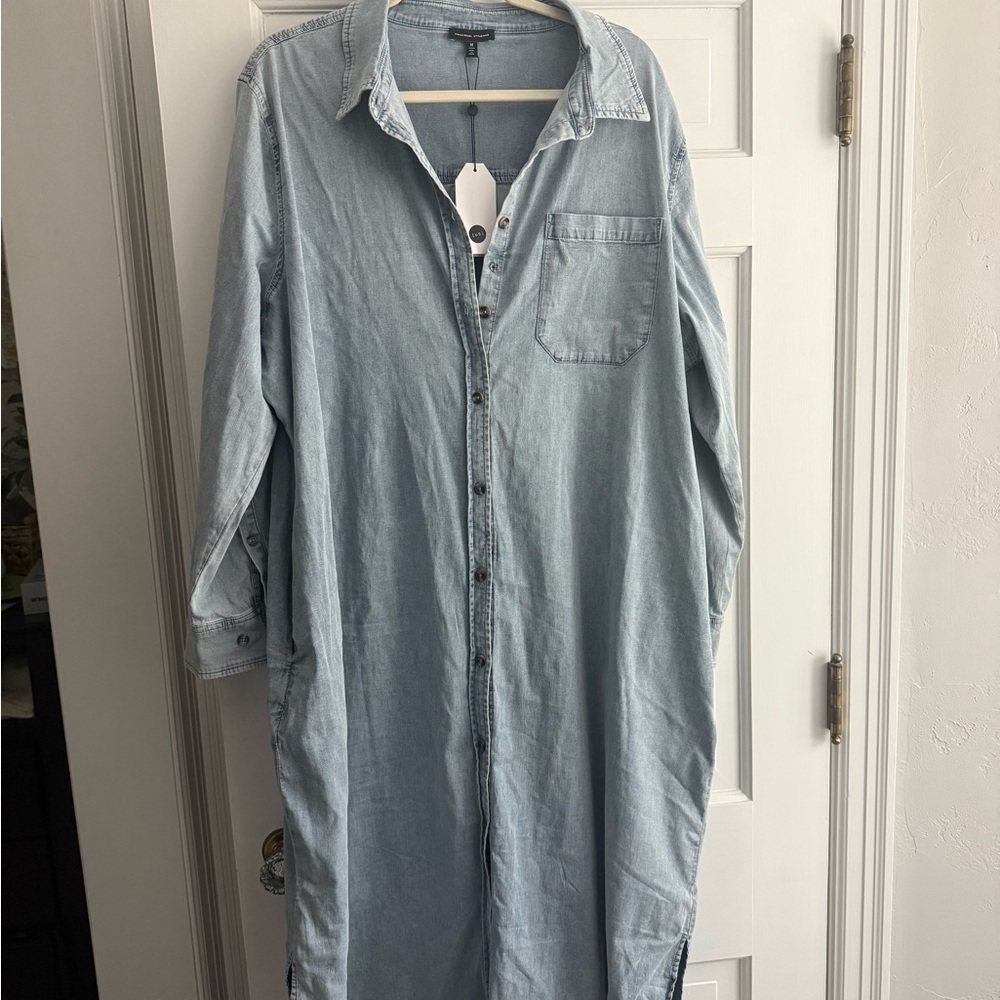 Universal Standard Light Blue Denim Shirt Dress - Long Sleeve - Picture 5 of 12